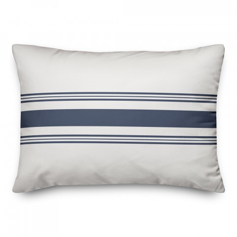 Flour Sack Blue Stripes 14x20 Spun Poly Pillow