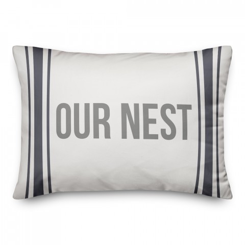 Our Nest Blue Flour Sack Stripes 14x20 Spun Poly Pillow