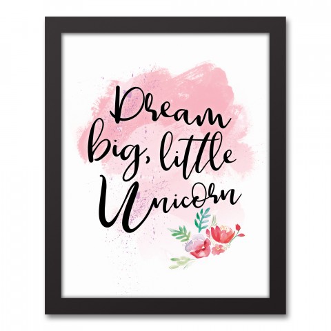 Dream Big, Little Unicorn 11x14 Black Framed Canvas