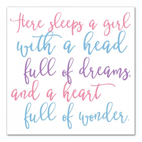 A Girl With A Head Full of Dreams 16x16 Canvas Wall Art