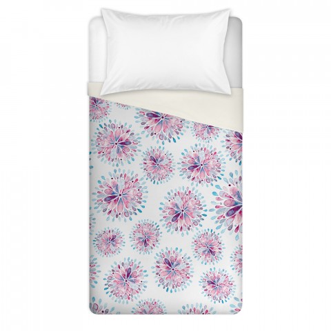 Watercolor Floral Medallions Twin Brushed Poly Duvet