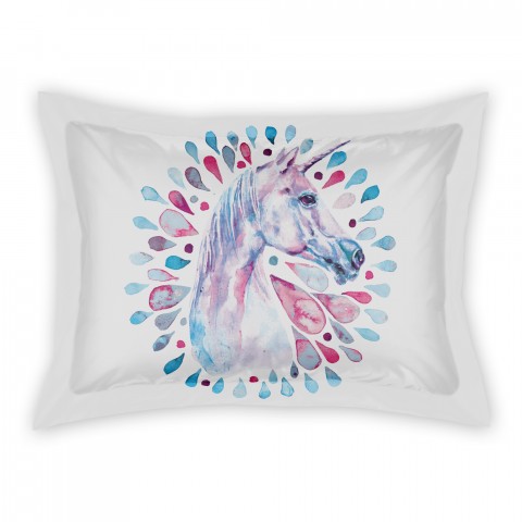 Watercolor Unicorn Medallion Standard Brushed Poly Sham