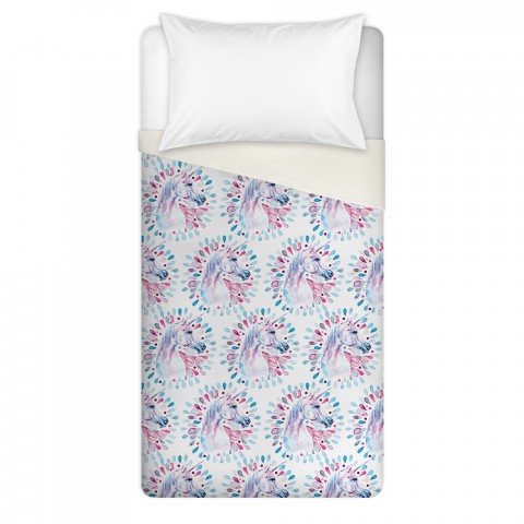 Watercolor Unicorn Medallion Twin Brushed Poly Duvet