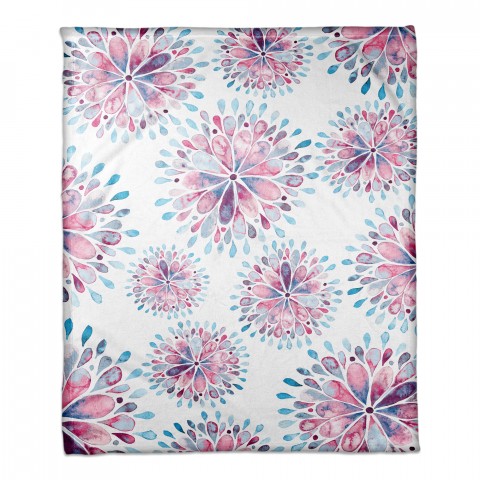 Watercolor Floral Medallions 30x40 Coral Fleece Blanket