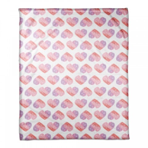 Colorful Heart Pattern 30x40 Coral Fleece Blanket
