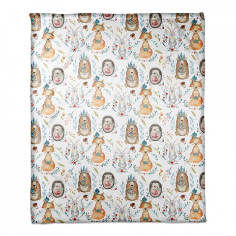 Whimsical Woodland Animals 50x60 Coral Fleece Blanket