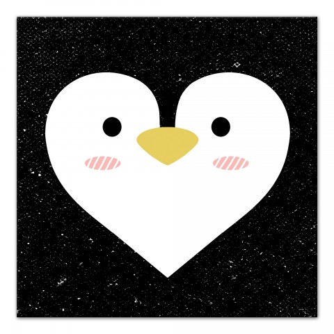 Heart Penguin 16x16 Canvas Wall Art