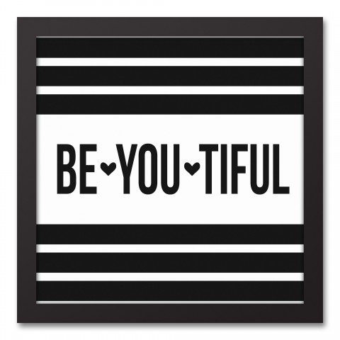 Be You Tiful Stripes 12x12 Black Framed Canvas