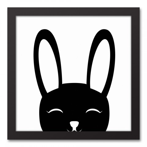 Happy Bunny 12x12 Black Framed Canvas