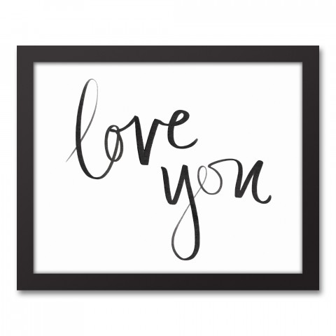Love You Watercolor 11x14 Black Framed Canvas