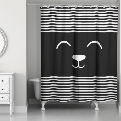 Stripey Smiley Face 71x74 Shower Curtain