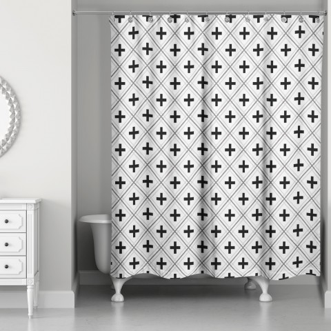 White Swiss Criss Cross 71x74 Shower Curtain