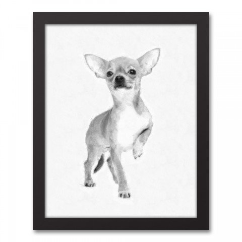 Chihuahua Sketch 11x14 Black Framed Canvas
