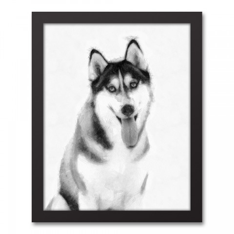 Husky Sketch 11x14 Black Framed Canvas