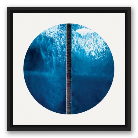 Pier In The Ocean 16x16 Black Floating Framed Canvas