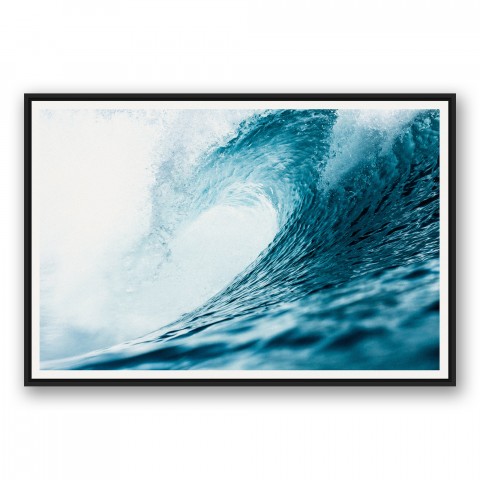 Blue Wave 32x48 Black Floating Framed Canvas
