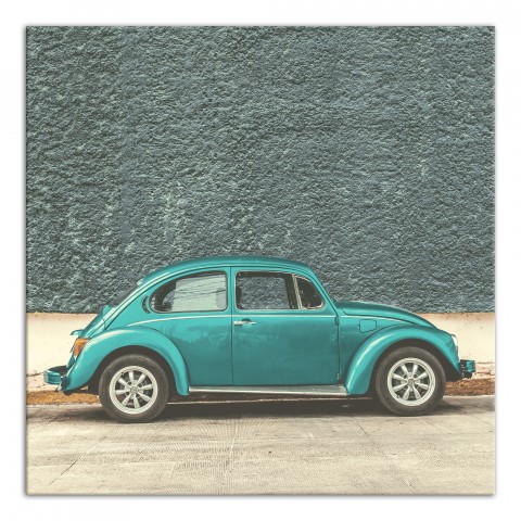 Faded Blue Beetle Bug Car 16x16 Canvas Wall Art