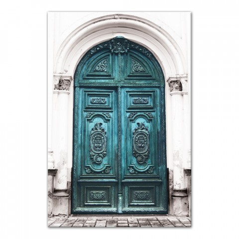 Ornate Marble Teal Door 20x30 Canvas Wall Art