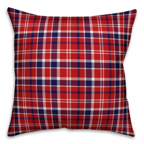 Blue and Red Plaid 18x18 Spun Poly Pillow