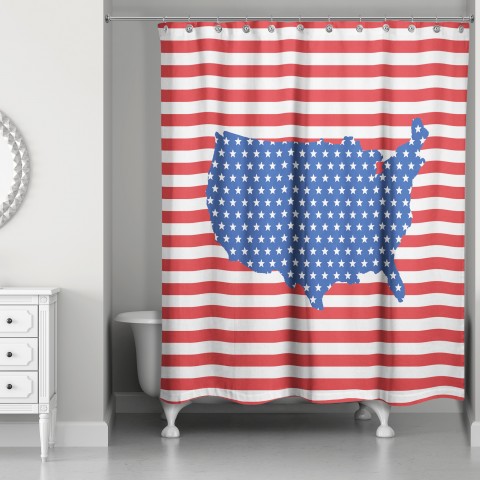 Star and Stripes Country 71x74 Shower Curtain