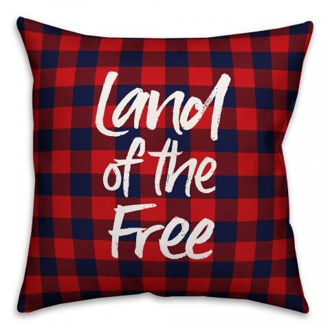 Land of the Free Home of the Brave Buffalo Check 18x18 Spun Poly Pillow