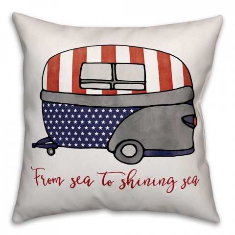 From Sea to Shining Sea Camper 18x18 Spun Poly Pillow