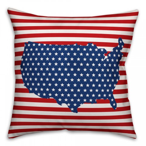 Star and Stripes Country 18x18 Spun Poly Pillow