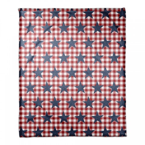 Stars Buffalo Check 50x60 Coral Fleece Blanket