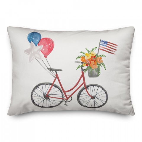 Watercolor American Bike 14x20 Spun Poly Pillow