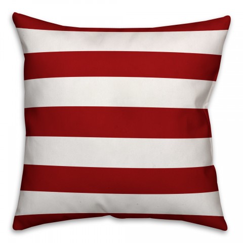 Red and White Stripes 18x18 Spun Poly Pillow