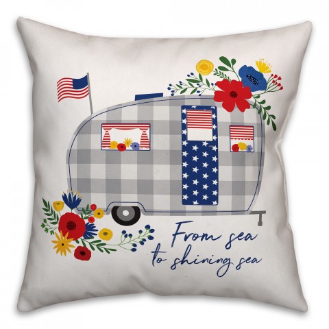 Patriotic Camper 18x18 Spun Poly Pillow