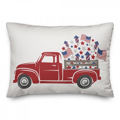 Vintage Red Patriotic Truck 14x20 Spun Poly Pillow