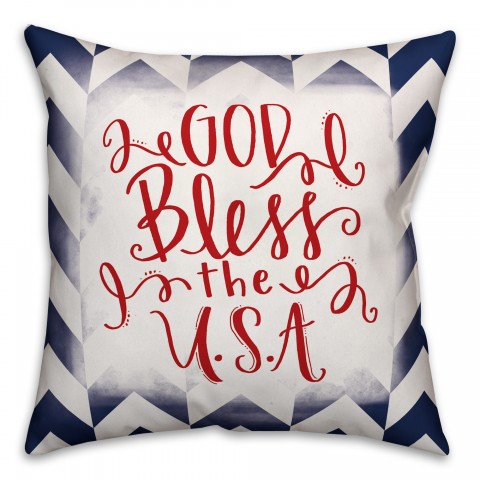 God Bless the USA 18x18 Spun Poly Pillow