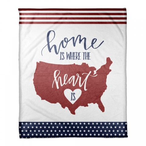 Home is Where the Heart is 50x60 Coral Fleece Blanket