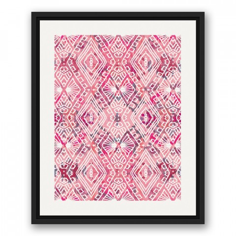 Boho Blush Pattern 16x20 Black Floating Framed Canvas