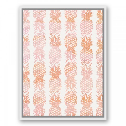 Blush Pineapple Pattern 18x24 White Floating Framed Canvas