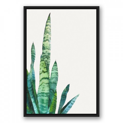 Painted Tropical Fern 20x30 Black Floating Framed Canvas