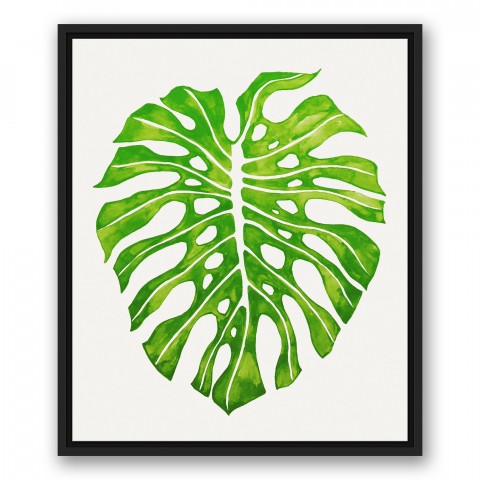 Large Palm Leaf 20x24 Black Floating Framed Canvas