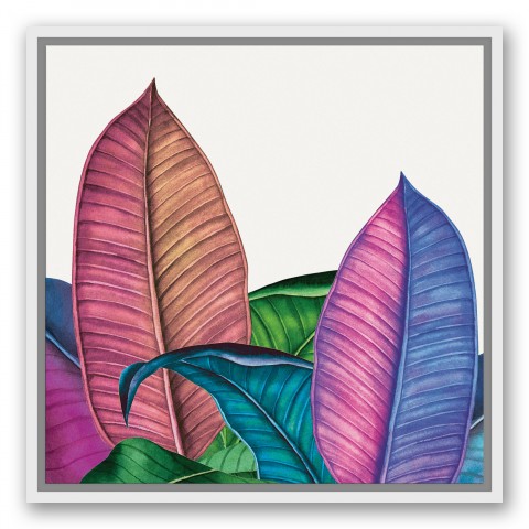 Vibrant Palm Leaves 20x20 Black Floating Framed Canvas