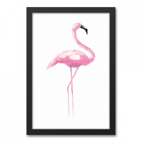 Painted Pink Flamingo 12x18 Black Framed Canvas