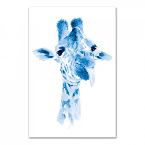 Sassy Blue Giraffe 12x18 Canvas Wall Art