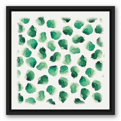 Watercolor Green Cloverfield 16x16 Black Floating Framed Canvas