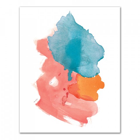 Blue, Pink and Orange Watercolor Splotch 16x20 Canvas Wall Art