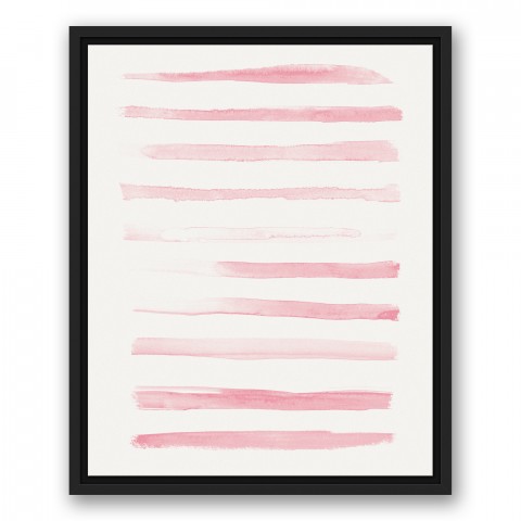 Blush Watercolor Stripes 16x20 Black Floating Framed Canvas