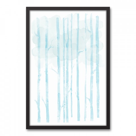 Blue Watercolor 20x30 Black Framed Canvas