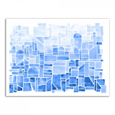 Geo-Watercolor Blue 18x24 Canvas Wall Art