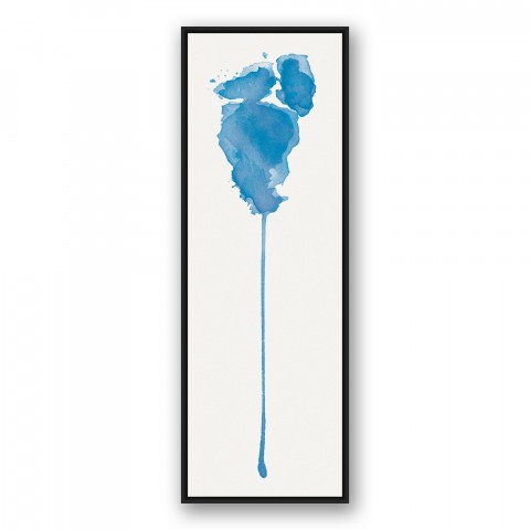 Blue Watercolor Splatter with Drip 20x60 Black Floating Framed Canvas