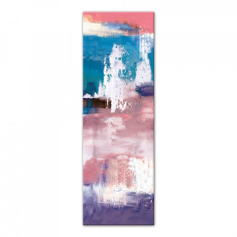 Teal and Pink Brush Strokes 20x60 Canvas Wall Art
