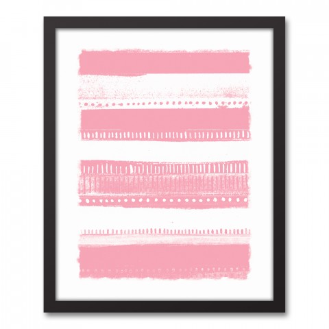 Pink Tribal Stripes 16x20 Black Framed Canvas