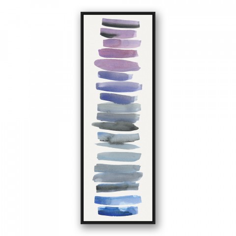 Purple to Blue Watercolor Brush Strokes 20x60 Black Floating Framed Canvas
